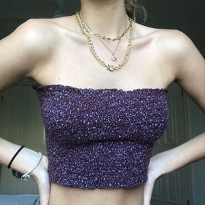 brandy melville pruple floral tube top